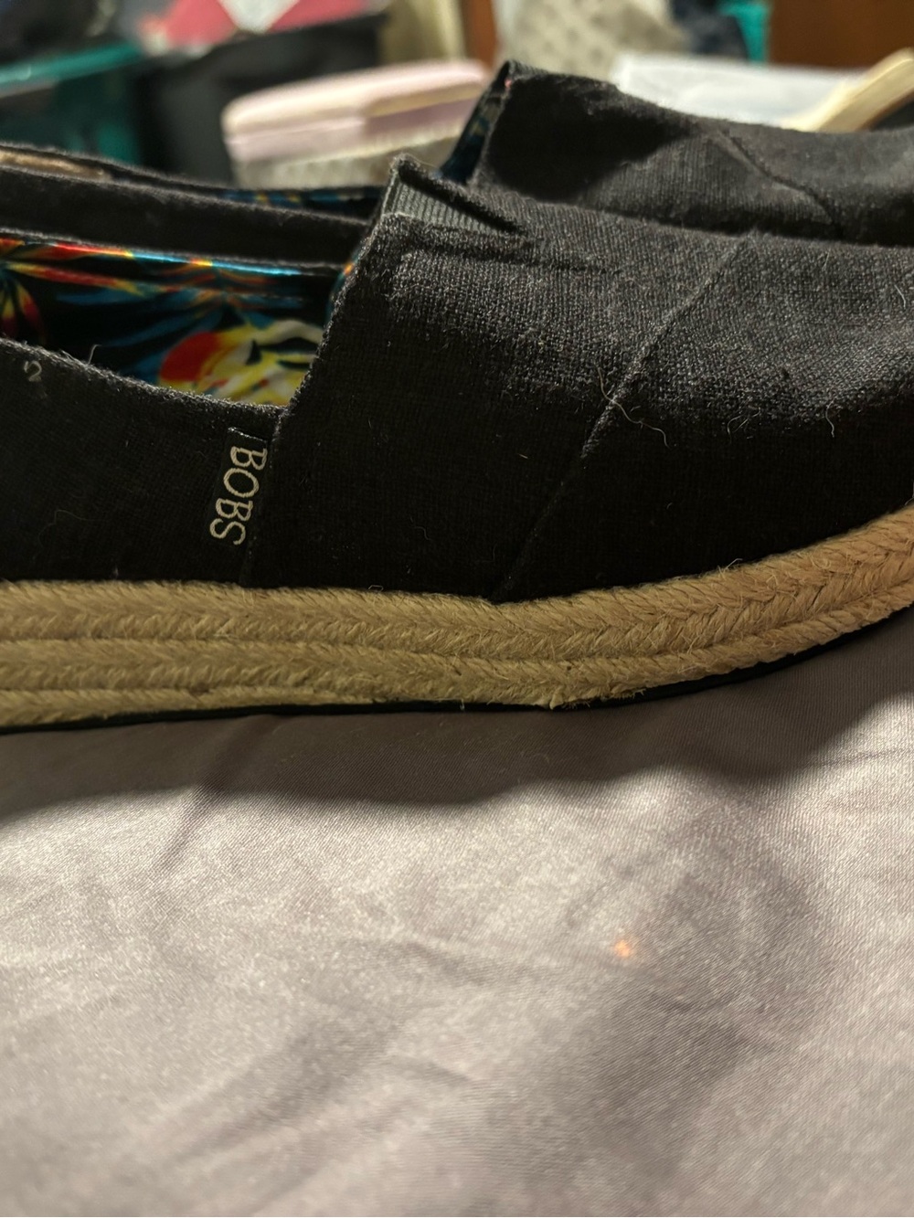 Skechers BOBS Black Canvas Slip-On Espadrillet